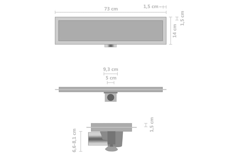 Golvbrunn med 2-i-1 kakelinlägg 73x14 cm rostfritt stål - Inomhusavlopp - Avlopp & golvbrunnar
