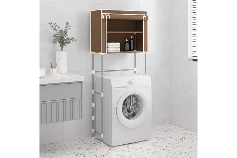 beBasic Hylla för tvättmaskin med 2 hyllplan brun 71x29,5x170,5 cm järn - Brown - Badrumstillbehör - Handdukshållare