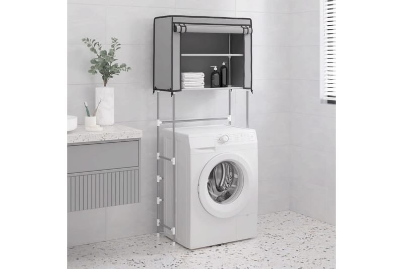 beBasic Hylla för tvättmaskin med 2 hyllplan grå 71x29,5x170,5 cm järn - Grey - Badrumstillbehör - Handdukshållare