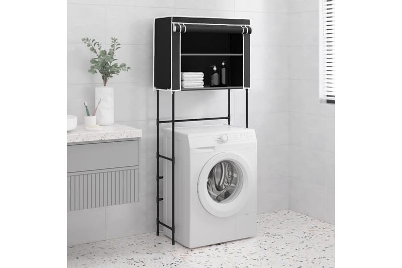 beBasic Hylla för tvättmaskin med 2 hyllplan svart 71x29,5x170,5cm järn - Black - Hus & renovering - Kök & bad - Badrum - Badrumstillbehör