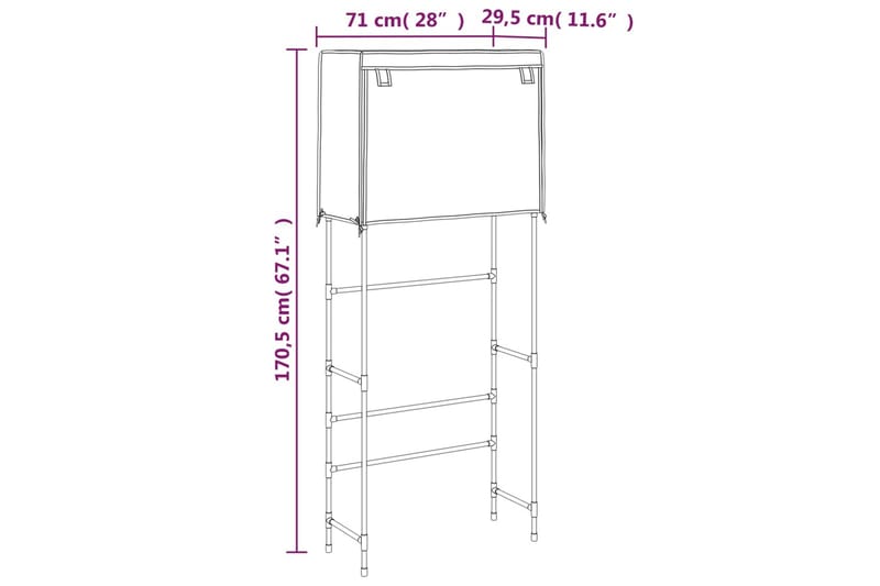 beBasic Hylla för tvättmaskin med 2 hyllplan svart 71x29,5x170,5cm järn - Black - Hus & renovering - Kök & bad - Badrum - Badrumstillbehör