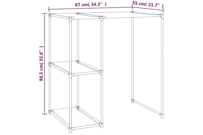 beBasic Hylla för tvättmaskin svart 87x55x90,5 cm järn - Black - Badrumstillbehör - Handdukshållare