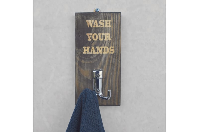 Evila Handdukshängare Wash Your Hands' - Trä - Hus & renovering - Kök & bad - Badrum - Badrumstillbehör