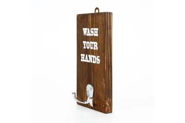 Evila Handdukshängare Wash Your Hands' - Trä - Hus & renovering - Kök & bad - Badrum - Badrumstillbehör