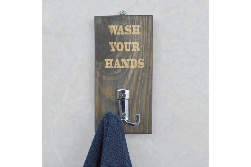 Evila Handdukshängare Wash Your Hands' - Trä - Hus & renovering - Kök & bad - Badrum - Badrumstillbehör