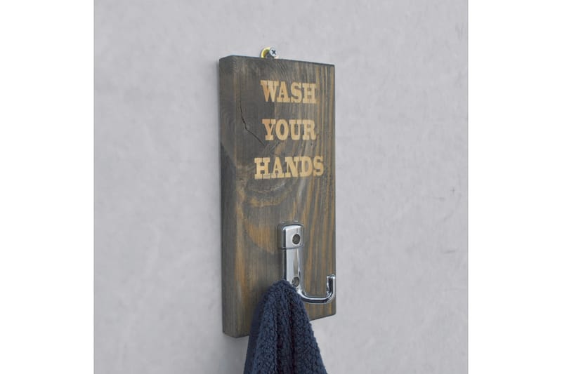 Evila Handdukshängare Wash Your Hands' - Trä - Hus & renovering - Kök & bad - Badrum - Badrumstillbehör