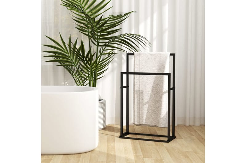 Fristående handdukshängare svart 48x24x78,5 cm stål - Svart - Hus & renovering - Kök & bad - Badrum - Badrumstillbehör