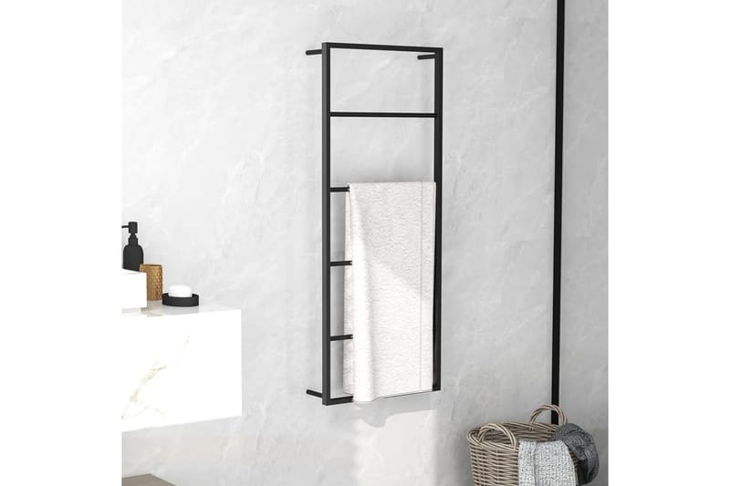Handdukshängare svart 45x10x115 cm stål - Svart - Hus & renovering - Kök & bad - Badrum - Badrumstillbehör