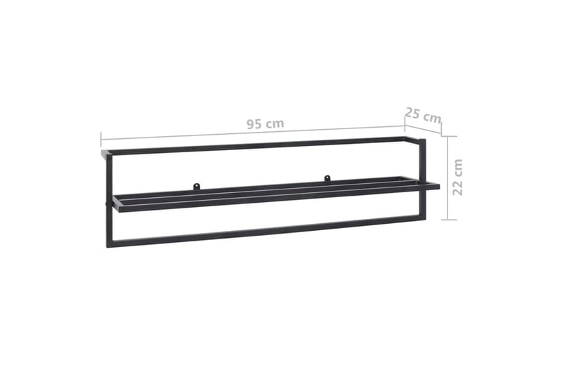 Handdukshängare svart 95x25x22 cm stål - Svart - Hus & renovering - Kök & bad - Badrum - Badrumstillbehör