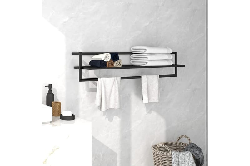 Handdukshängare svart 95x25x22 cm stål - Svart - Hus & renovering - Kök & bad - Badrum - Badrumstillbehör