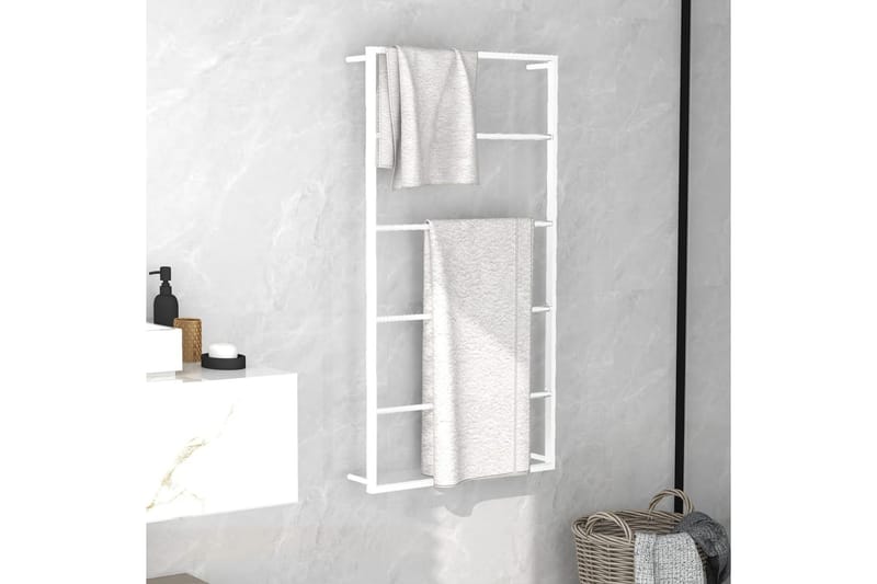 Handdukshängare vit 60x10x116 cm stål - Vit - Hus & renovering - Kök & bad - Badrum - Badrumstillbehör