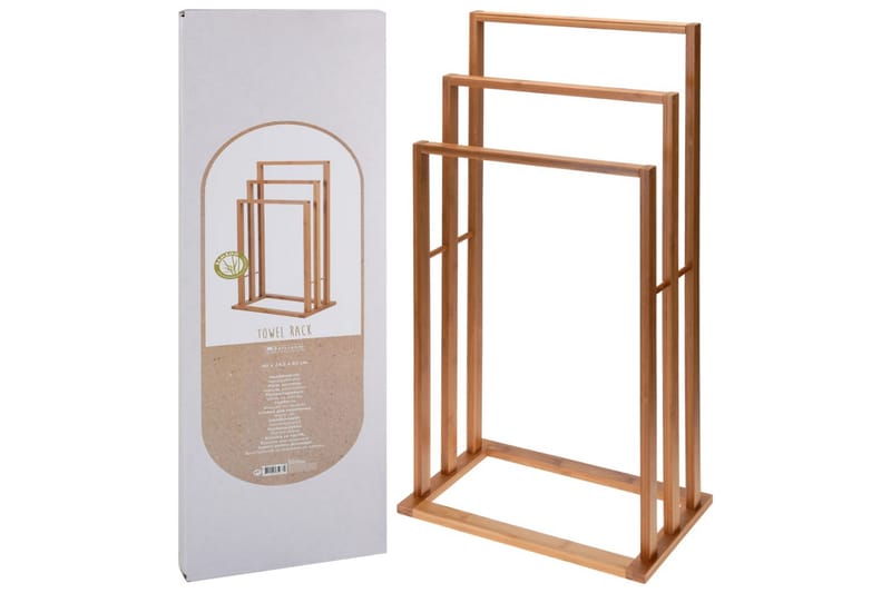 Bathroom Solutions Handdukshängare bambu m. 3 stänger - Badrumstillbehör - Handdukshållare