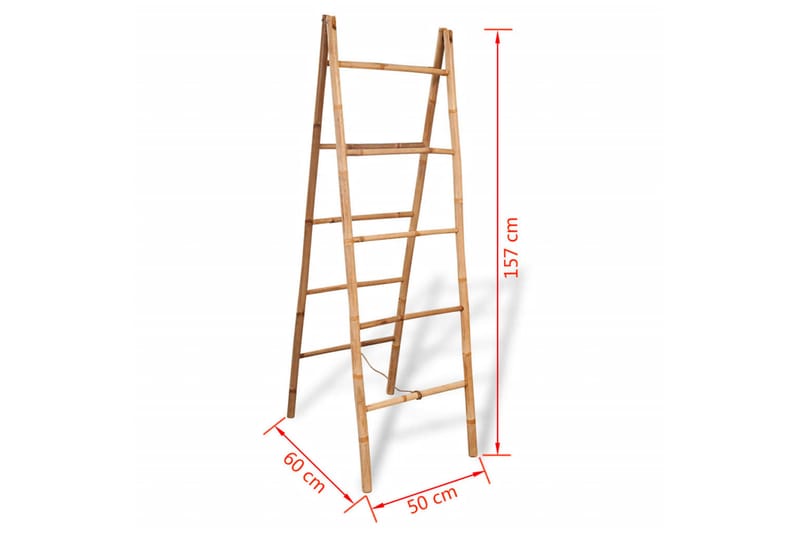 Dubbel handduksstege med 5 pinnar bambu 50x160 cm - Brun - Hus & renovering - Kök & bad - Badrum - Badrumstillbehör