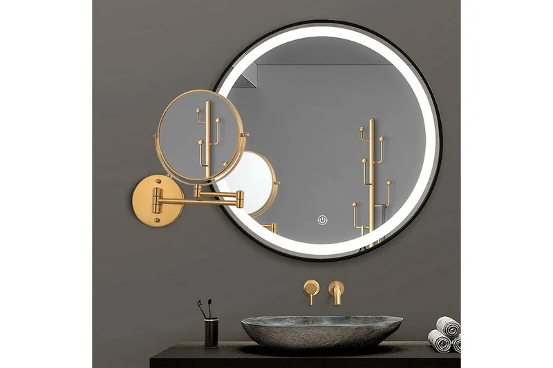 Jessie Sminkspegel på arm med förstoring x cm Guld - Lyfco - Inredning - Speglar - Sminkspegel