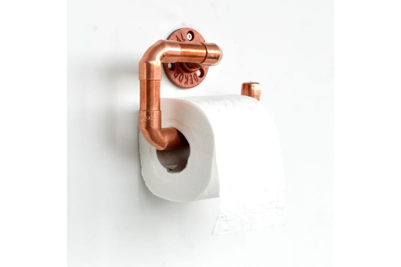 Toalettpappershållare 12x16 cm - Roséguld - Badrumstillbehör - Toalettpappershållare