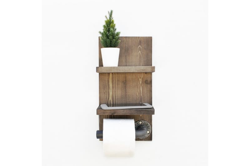 Toalettpappershållare - Valnöt/Mörkgrå - Hus & renovering - Kök & bad - Badrum - Badrumstillbehör