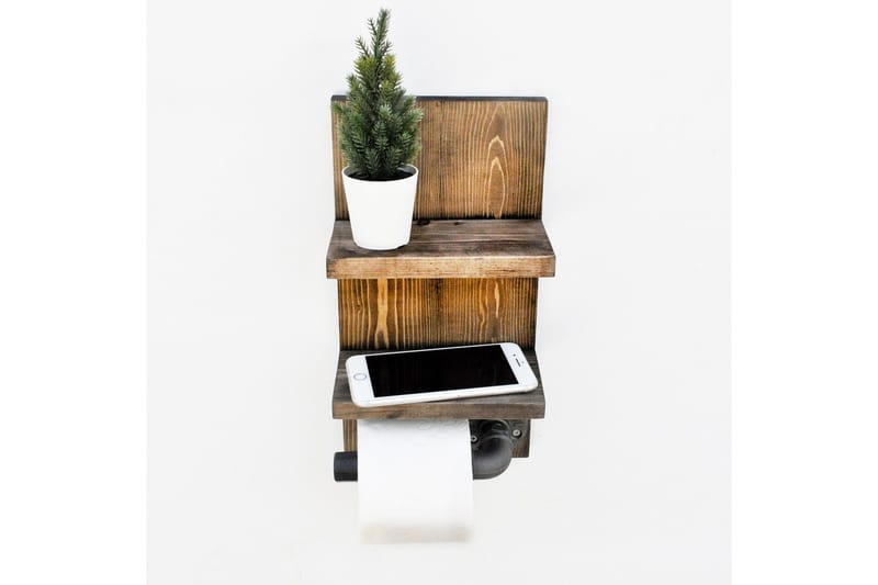 Toalettpappershållare - Valnöt/Mörkgrå - Hus & renovering - Kök & bad - Badrum - Badrumstillbehör