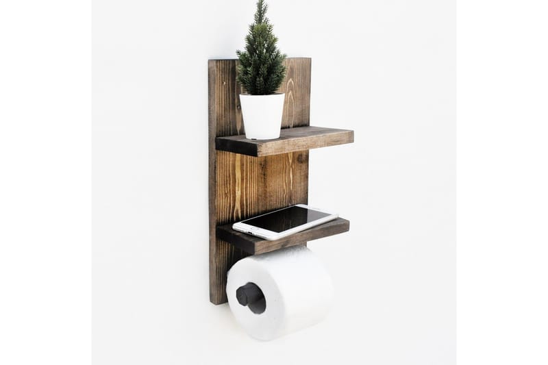 Toalettpappershållare - Valnöt/Mörkgrå - Hus & renovering - Kök & bad - Badrum - Badrumstillbehör