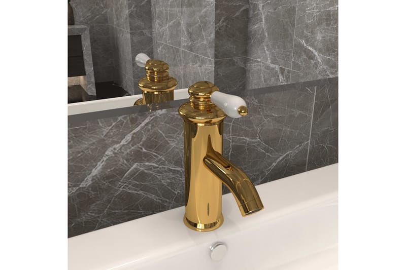 Badrumsblandare guld 130x180 mm - be Basic - Hus & renovering - Kök & bad - Badrum - Blandare & vattenkran - Tvättställsblandare