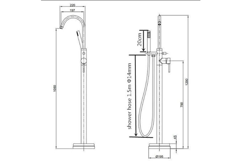 Chrissy Takduschset Krom - Hus & renovering - Kök & bad - Badrum - Blandare & vattenkran - Golvblandare