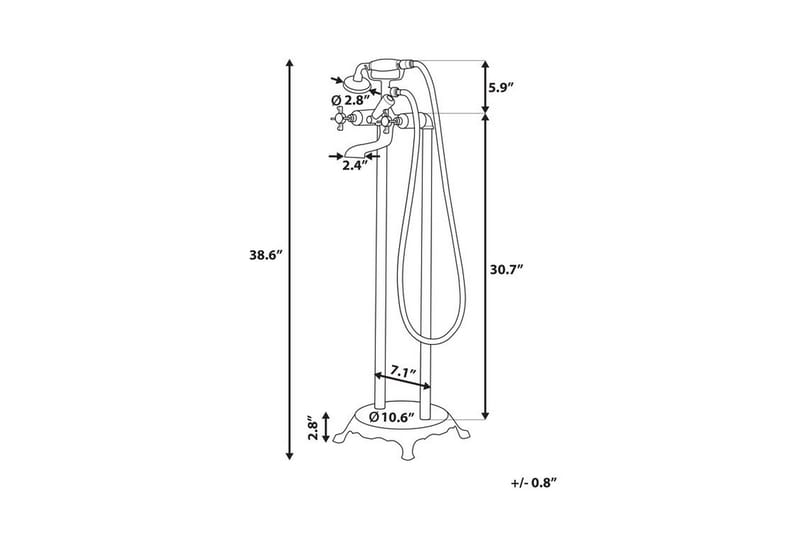 Hebbe Badkarsblandare 27 cm - Guld - Hus & renovering - Kök & bad - Badrum - Blandare & vattenkran - Golvblandare