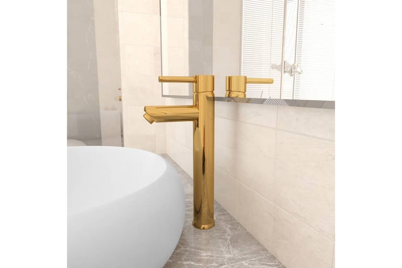 Badrumsblandare guld 12x30 cm - be Basic - Hus & renovering - Kök & bad - Badrum - Blandare & vattenkran - Tvättställsblandare