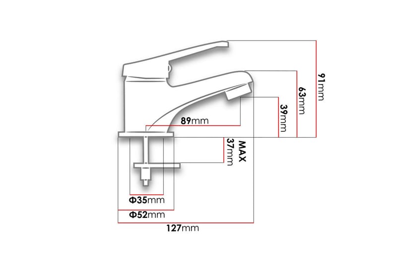 Economico Blandare - Grå - Hus & renovering - Kök & bad - Badrum - Blandare & vattenkran - Tvättställsblandare