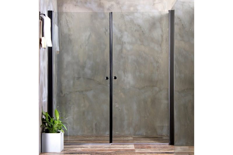 Bathlife Mångsidig Duschhörn Rak Dörr/Rak Dörr 80+90 cm, Svart/Transparent