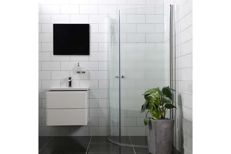 Bathlife Mångsidig Duschhörn Rund Dörr 45° 100x100 cm, Silver/Delvis Frostad