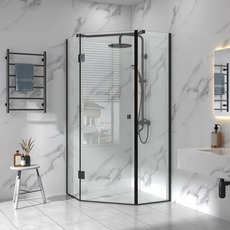 Duschörna 100x100x210cm - svarta kanter - Hus & renovering - Kök & bad - Badrum - Duschar - Duschväggar