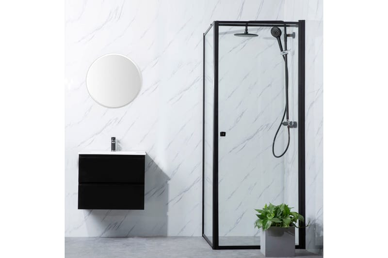 Duschhörn Bathlife Profil Rak Vägg 800 + Rak dörr 700, Svart