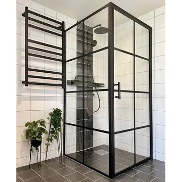 Duschhörna 100x100x200cm | 6mm säkerhetsglas | Svarta profiler - Hus & renovering - Kök & bad - Badrum - Duschar - Duschväggar