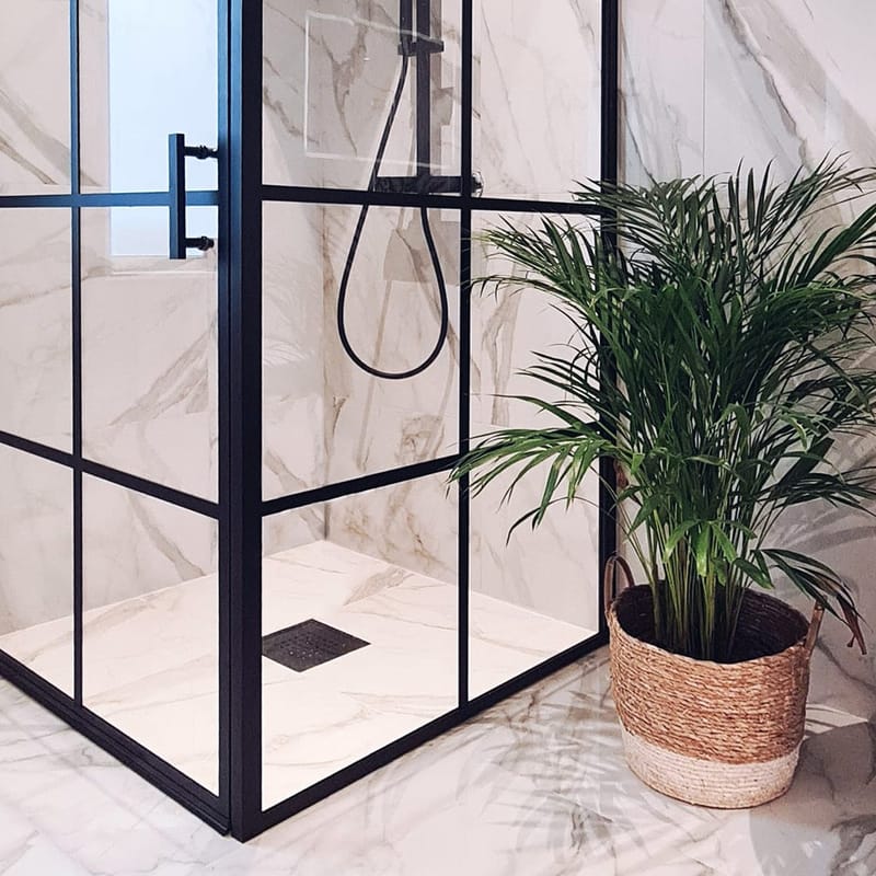 Duschhörna 100x100x200cm | 6mm säkerhetsglas | Svarta profiler - Hus & renovering - Kök & bad - Badrum - Duschar - Duschväggar