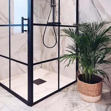 Duschhörna 100x100x200cm | 6mm säkerhetsglas | Svarta profiler - Hus & renovering - Kök & bad - Badrum - Duschar - Duschväggar