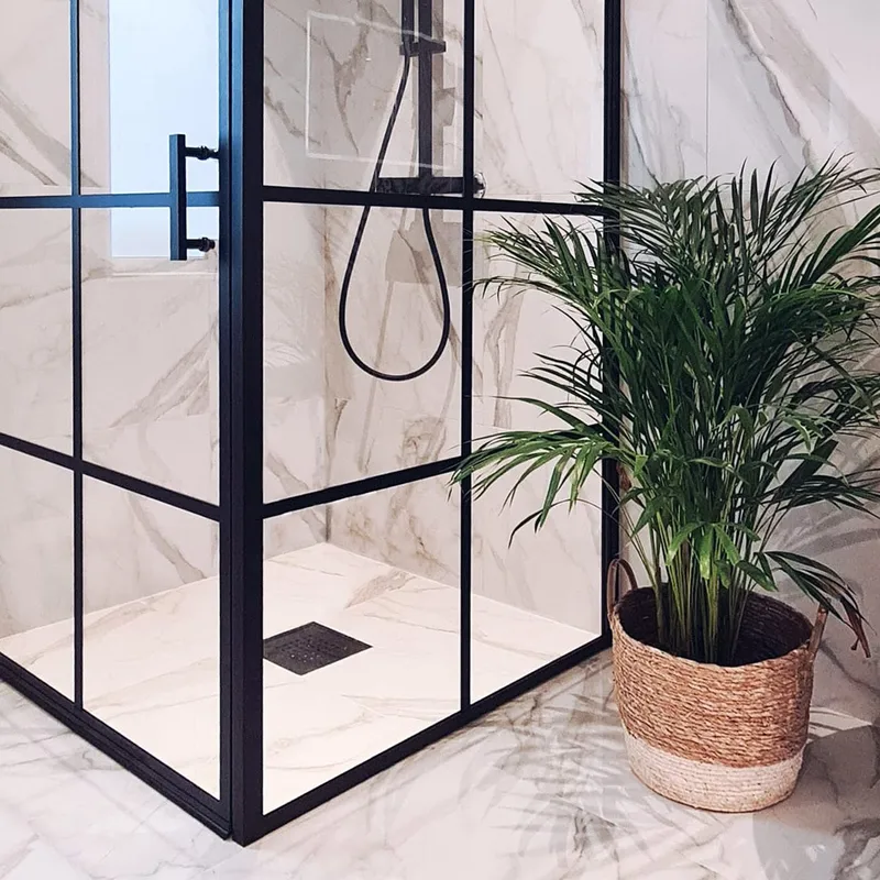 Duschhörna 100x100x200cm | 6mm säkerhetsglas | Svarta profiler - Hus & renovering - Kök & bad - Badrum - Duschar - Duschväggar