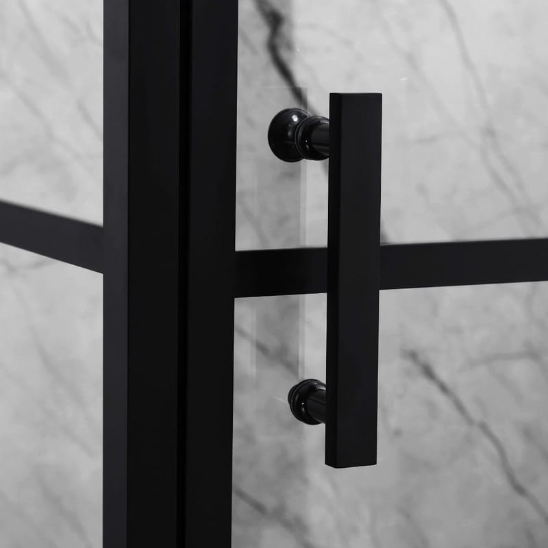 Duschhörna 100x100x200cm | 6mm säkerhetsglas | Svarta profiler - Hus & renovering - Kök & bad - Badrum - Duschar - Duschväggar