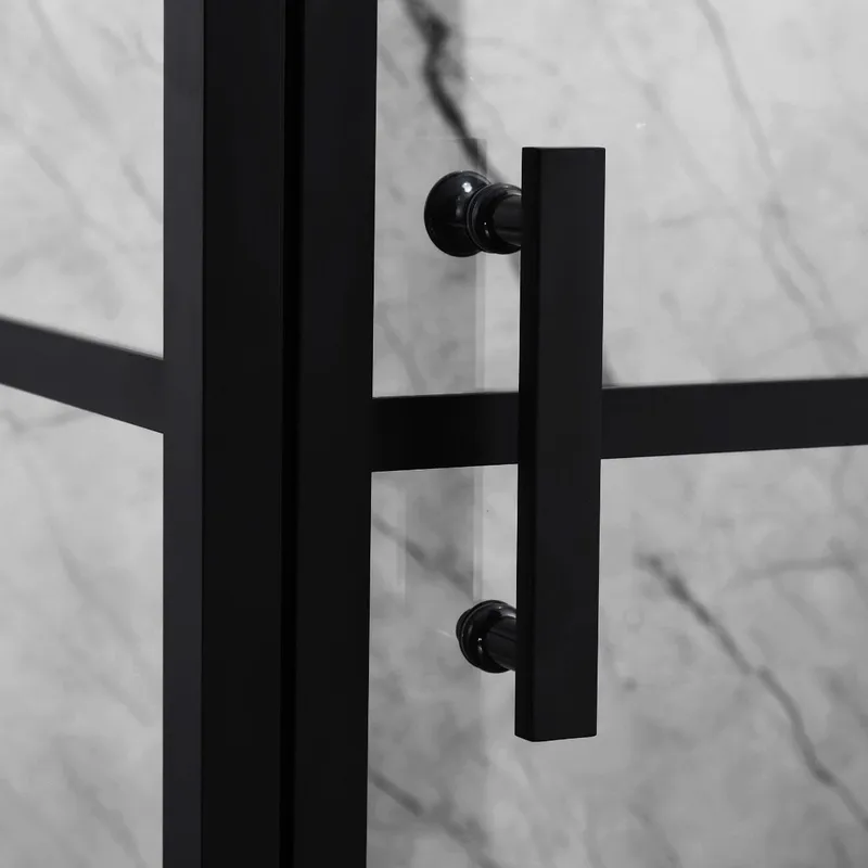 Duschhörna 100x100x200cm | 6mm säkerhetsglas | Svarta profiler - Hus & renovering - Kök & bad - Badrum - Duschar - Duschväggar