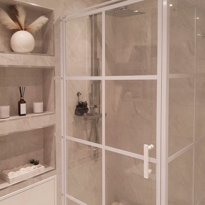 Duschhörna 100x100x200cm | 6mm säkerhetsglas | Vita profiler - Hus & renovering - Kök & bad - Badrum - Duschar - Duschväggar