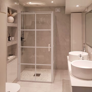 Duschhörna 100x100x200cm | 6mm säkerhetsglas | Vita profiler - Hus & renovering - Kök & bad - Badrum - Duschar - Duschväggar