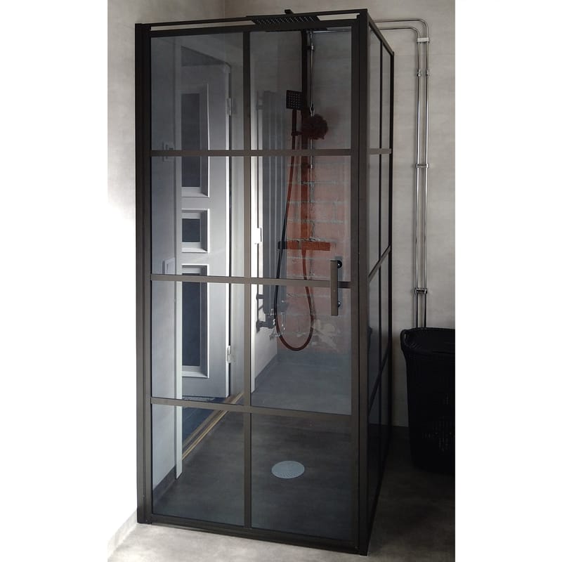 Duschhörna fyrkantig 90x90x200 - svart glas - Hus & renovering - Kök & bad - Badrum - Duschar - Duschväggar