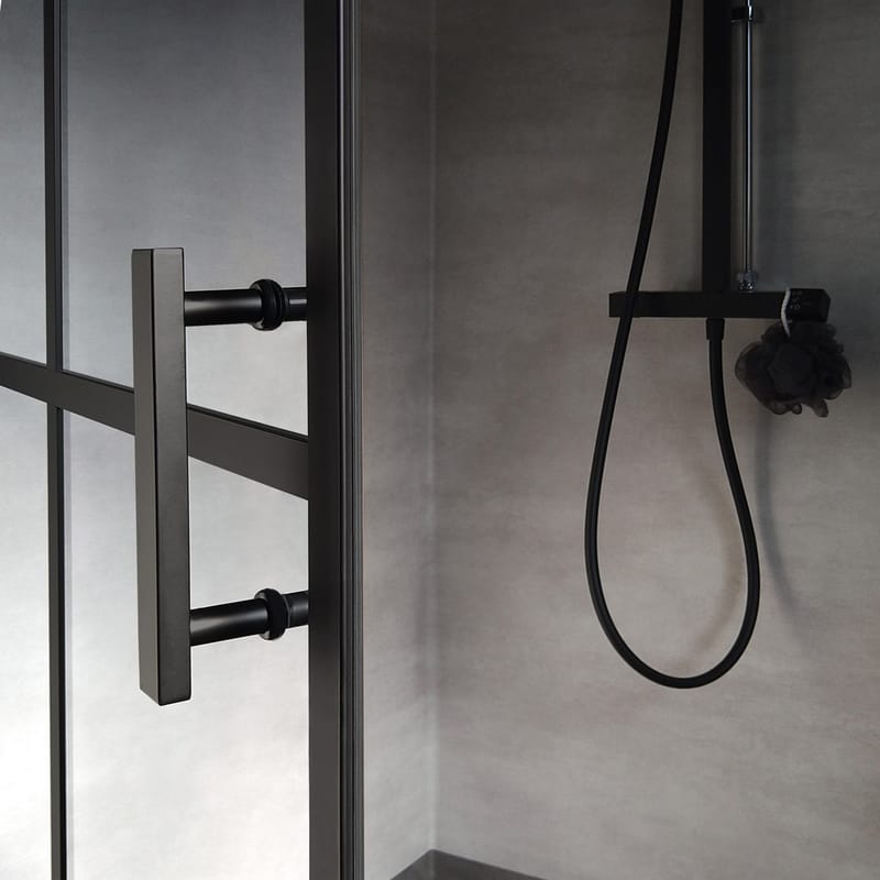 Duschhörna fyrkantig 90x90x200 - svart glas - Hus & renovering - Kök & bad - Badrum - Duschar - Duschväggar