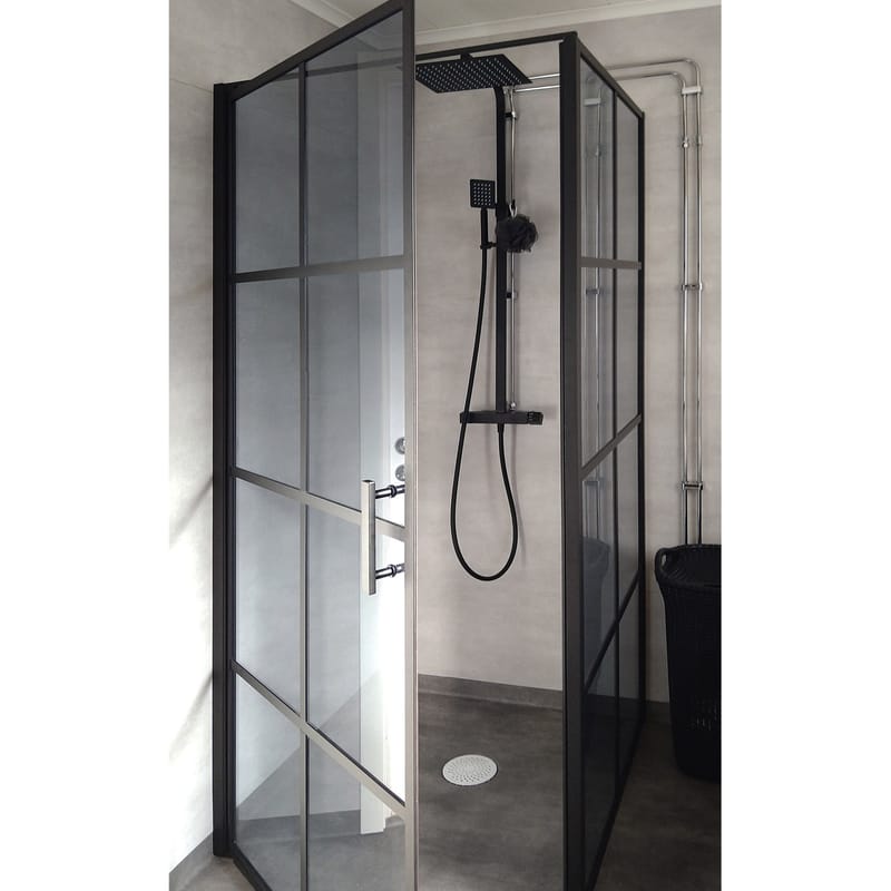 Duschhörna fyrkantig 90x90x200 - svart glas - Hus & renovering - Kök & bad - Badrum - Duschar - Duschväggar