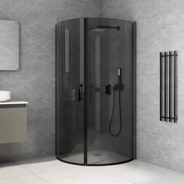 Duschhörna rundad 90x100x200 - svart glas - Hus & renovering - Kök & bad - Badrum - Duschar - Duschväggar