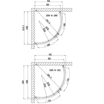 Duschhörna rundad 90x100x200 - svart glas - Hus & renovering - Kök & bad - Badrum - Duschar - Duschväggar