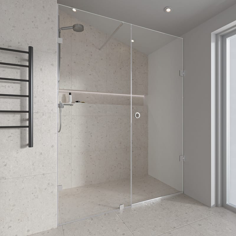 Duschhörna/duschväggar 80x80x210cm | Klarglas med kromdetaljer | Avery - Hus & renovering - Kök & bad - Badrum - Duschar - Duschväggar