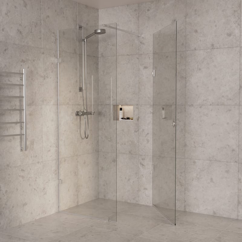 Duschhörna/duschväggar 80x80x210cm | Klarglas med kromdetaljer | Avery - Hus & renovering - Kök & bad - Badrum - Duschar - Duschväggar