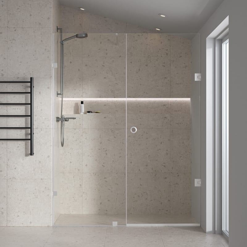 Duschhörna/duschväggar 80x80x210cm | Klarglas med kromdetaljer | Avery - Hus & renovering - Kök & bad - Badrum - Duschar - Duschväggar