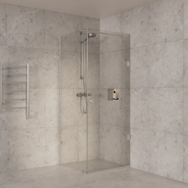 Duschhörna/duschväggar 80x80x210cm | Klarglas med kromdetaljer | Avery - Hus & renovering - Kök & bad - Badrum - Duschar - Duschväggar