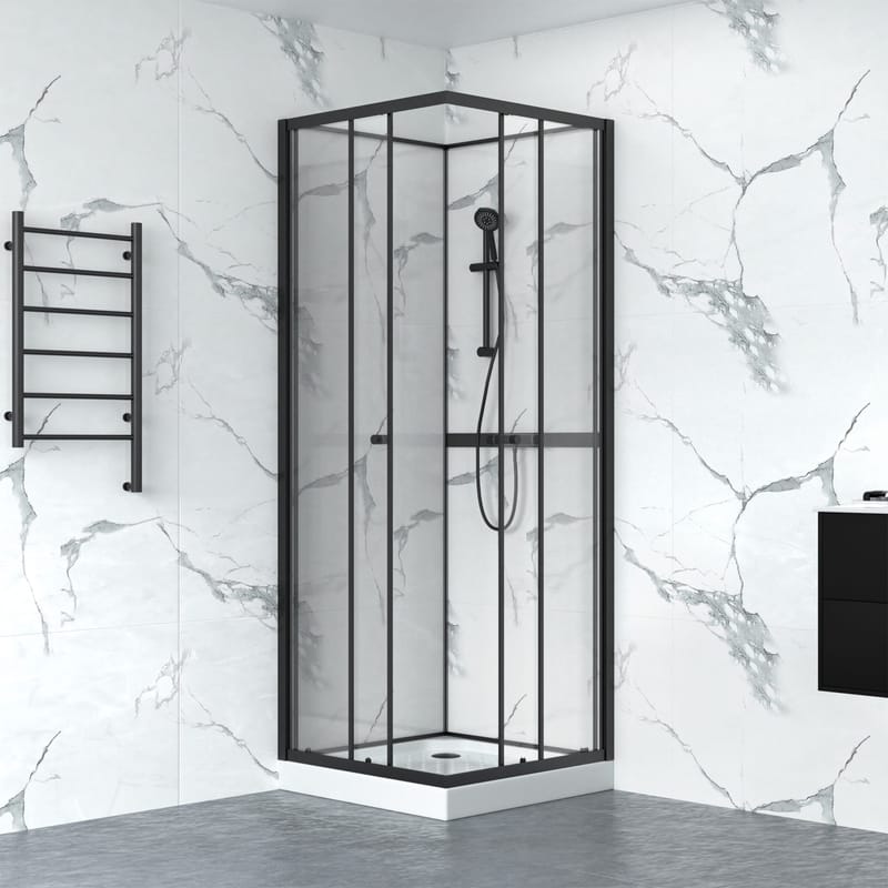 Duschkabin 80x80cm | Aluminium & säkerhetsglas | Svart ram, undefined