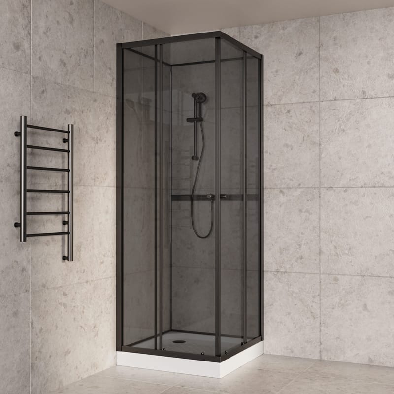 Duschkabin 80x80cm | Aluminium & säkerhetsglas | Svart ram - Hus & renovering - Kök & bad - Badrum - Duschar